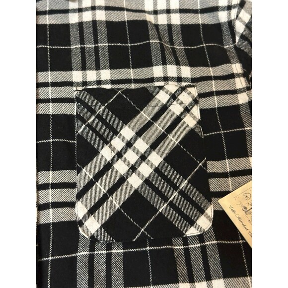 Café Marrakesh black white plaid flannel Style shirt NWT pockets L hidden button - Picture 10 of 16